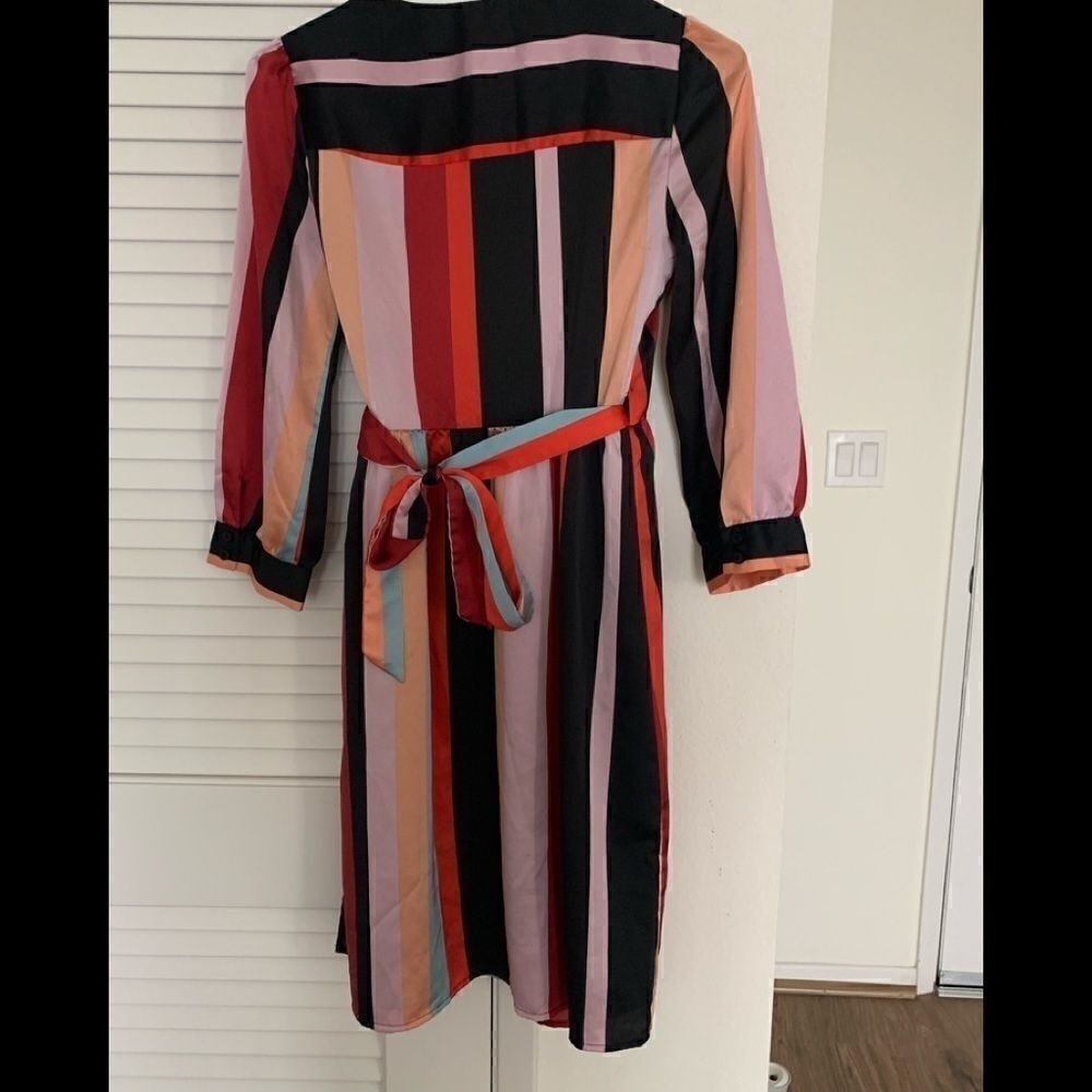 Bar III Striped Multi-Colored Wrap Midi Dress - Picture 4 of 6